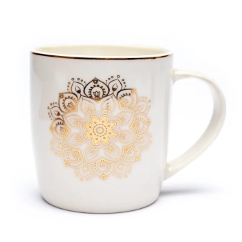 Set Teetasse Mandala weiß / gold