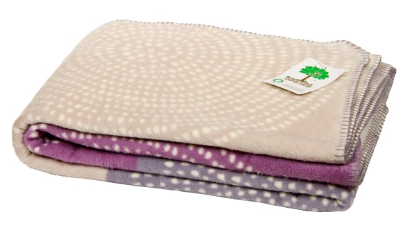 Baumwolldecke Bio / GOTS 150 x 200 cm natur / blau / lila Mauve regional hergestellt