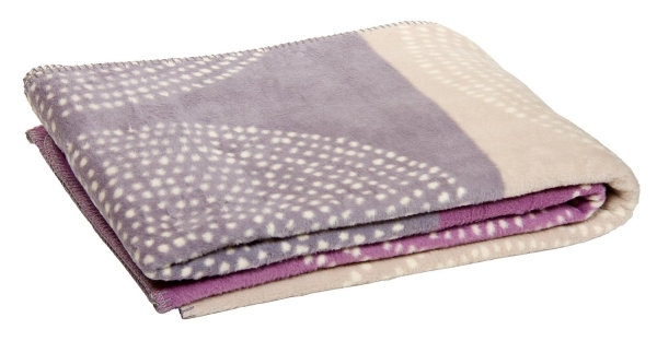 Baumwolldecke Bio / GOTS 150 x 200 cm natur / blau / lila Mauve regional hergestellt