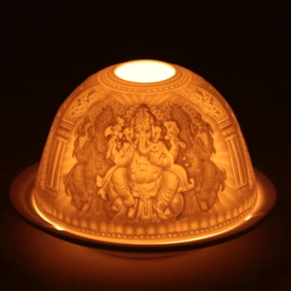 Porzellan- Teelichthalter Ganesha Porzellan- Teelichthalter Ganesha