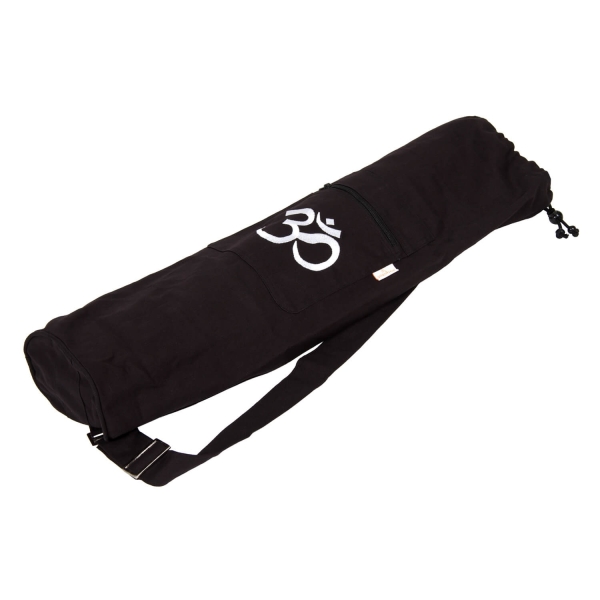 Yogatasche OM Baumwolle 60 schwarz mit Kordelzug