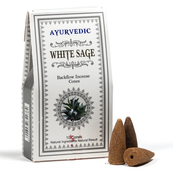 Ayurvedische Rückfluss Räucherkegel weißer Salbei Ayurvedische Rückfluss Räucherkegel weißer Salbei