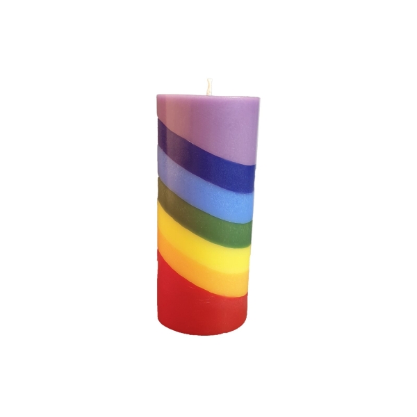 Chakra Stumpenkerze mit Kokoswachs multicolor
